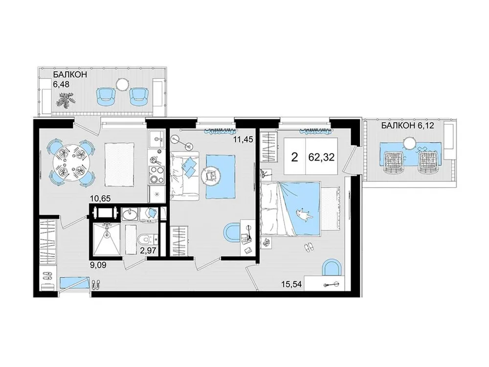 Продается 3-комнатная квартира, 62,3 м² - Фото 1