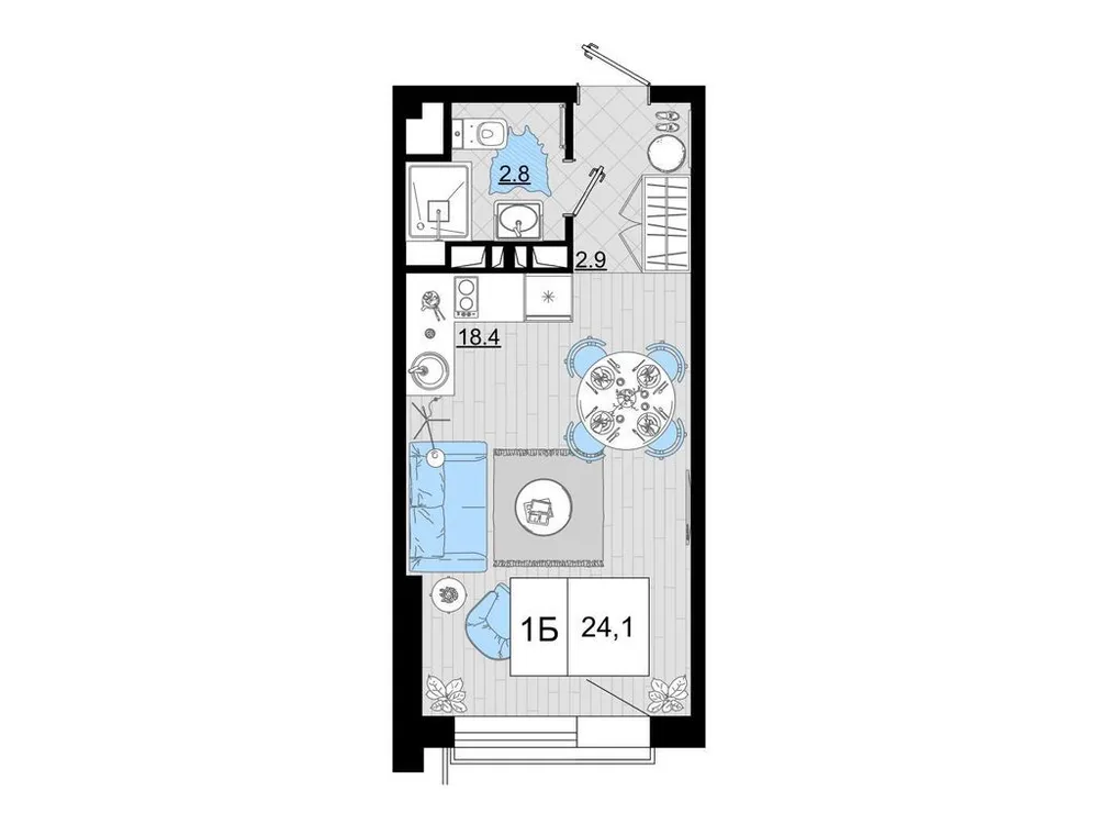 Продается 1-комнатная квартира, 24,1 м² - Фото 1