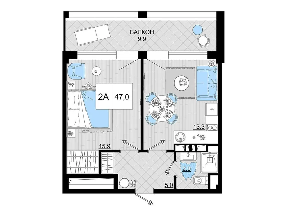 Продается 2-комнатная квартира, 47 м² - Фото 1
