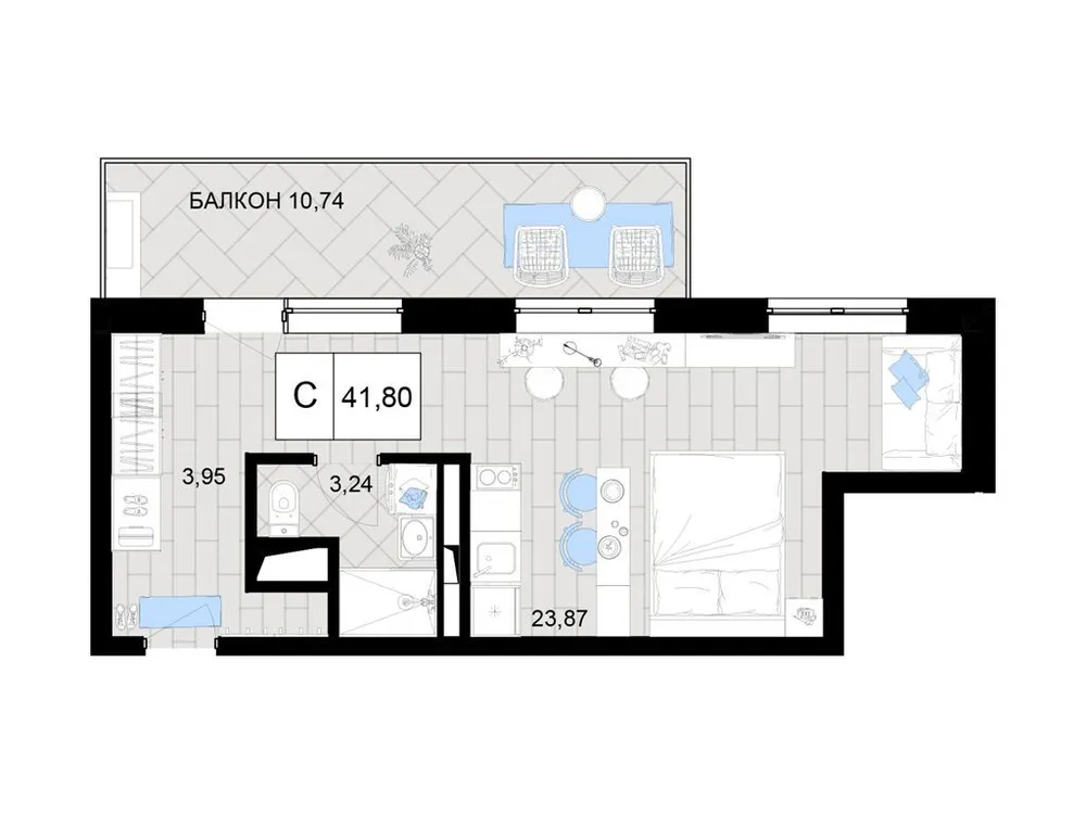 Продается студия, 41,8 м² - Фото 1