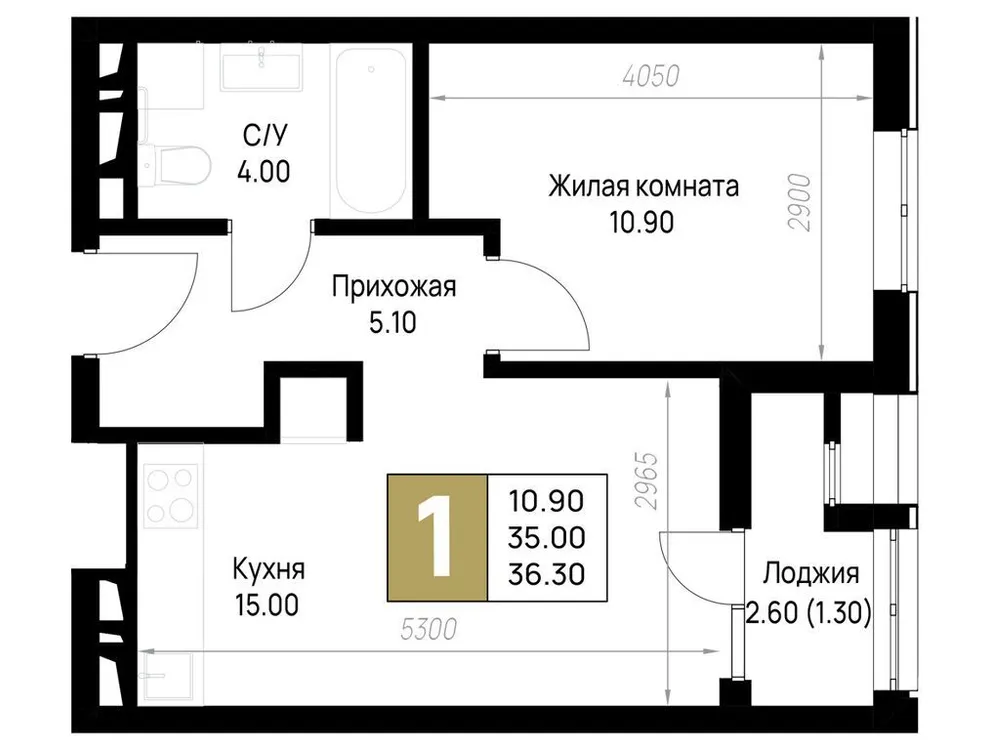 Продается 1-комнатная квартира, 36,3 м² - Фото 2