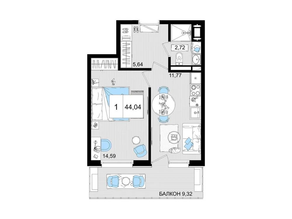 Продается 2-комнатная квартира, 44 м² - Фото 2
