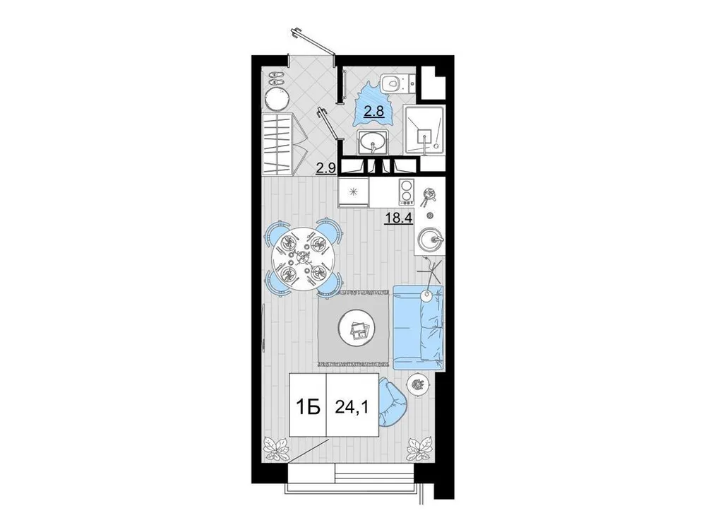 Продается 1-комнатная квартира, 24,1 м² - Фото 1
