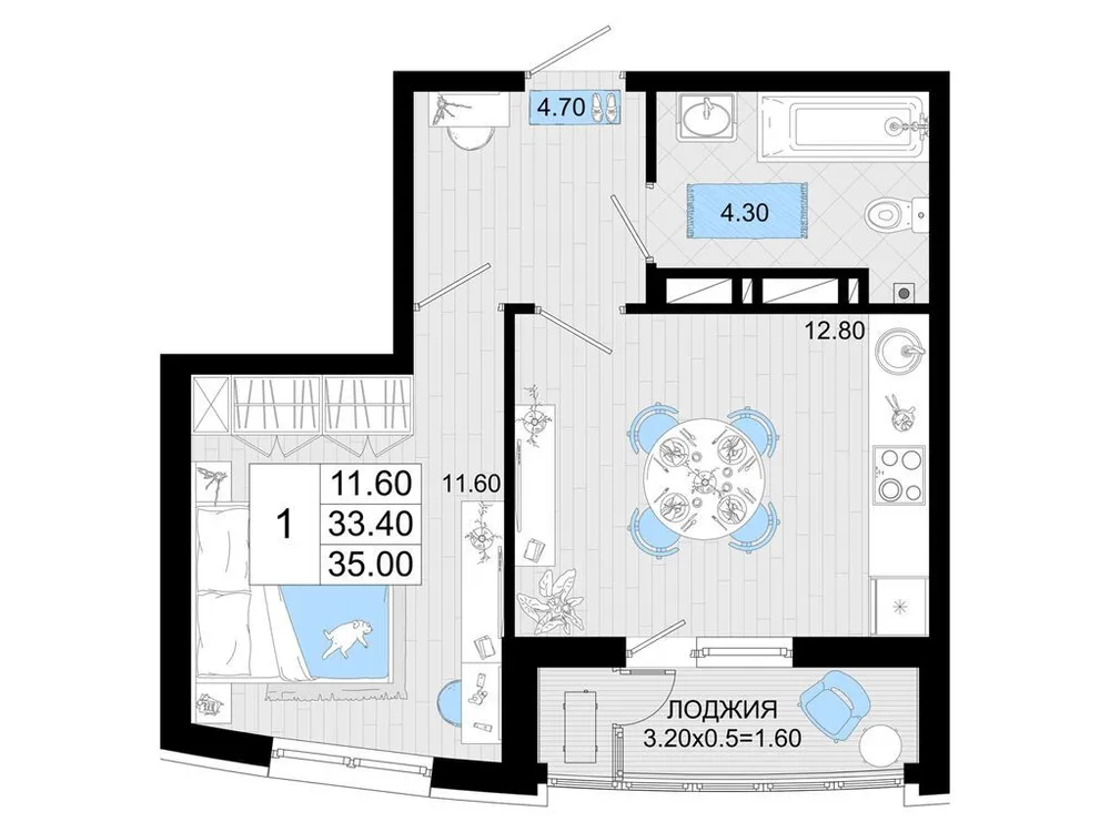 Продается 1-комнатная квартира, 35 м² - Фото 5