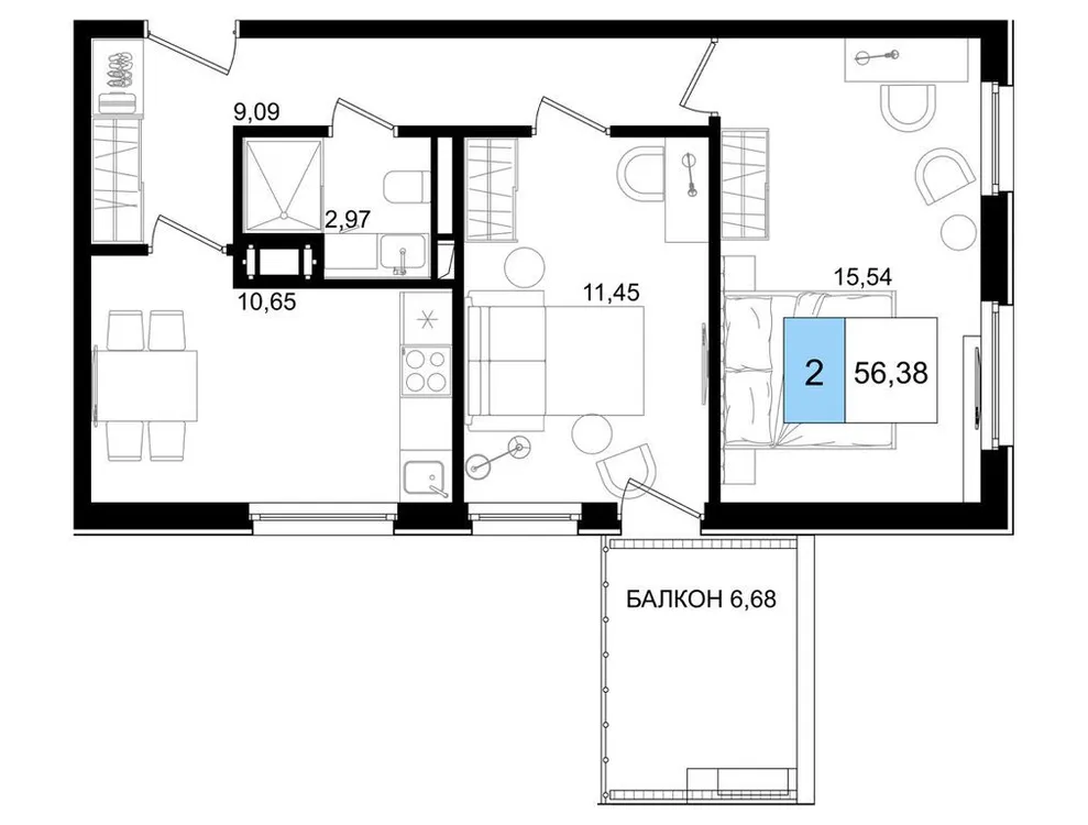 Продается 3-комнатная квартира, 56,4 м² - Фото 1