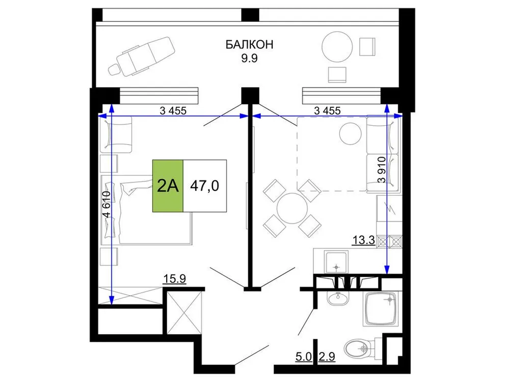 Продается 2-комнатная квартира, 47 м² - Фото 1