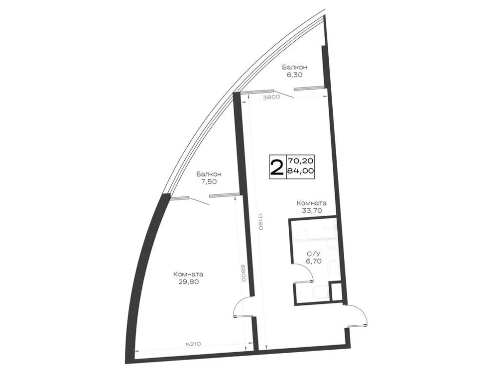 Продается 2-комнатная квартира, 84 м² - Фото 1