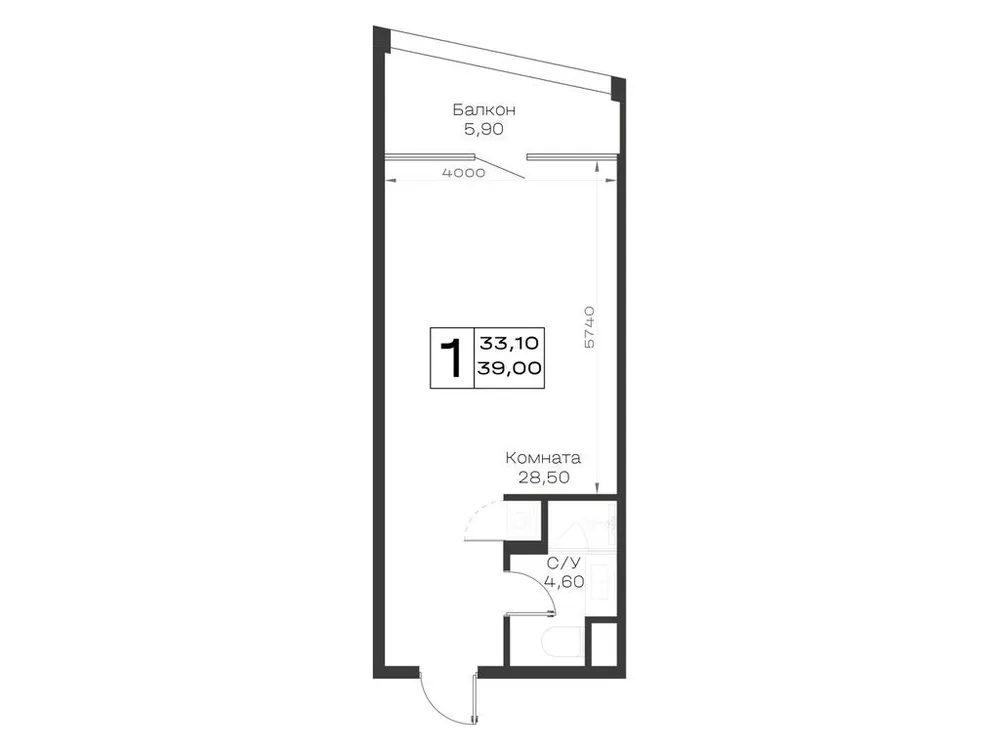Продается 1-комнатная квартира, 39 м² - Фото 1
