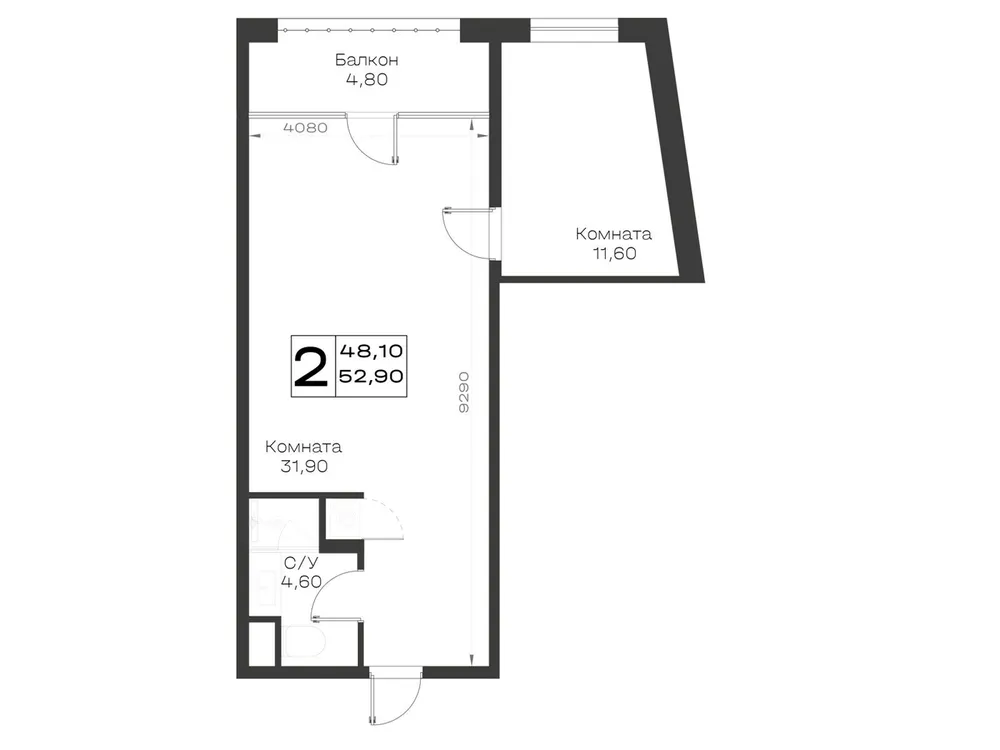 Продается 2-комнатная квартира, 52,9 м² - Фото 3