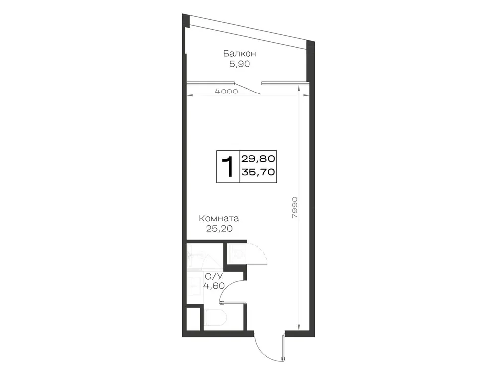 Продается 1-комнатная квартира, 35,7 м² - Фото 2