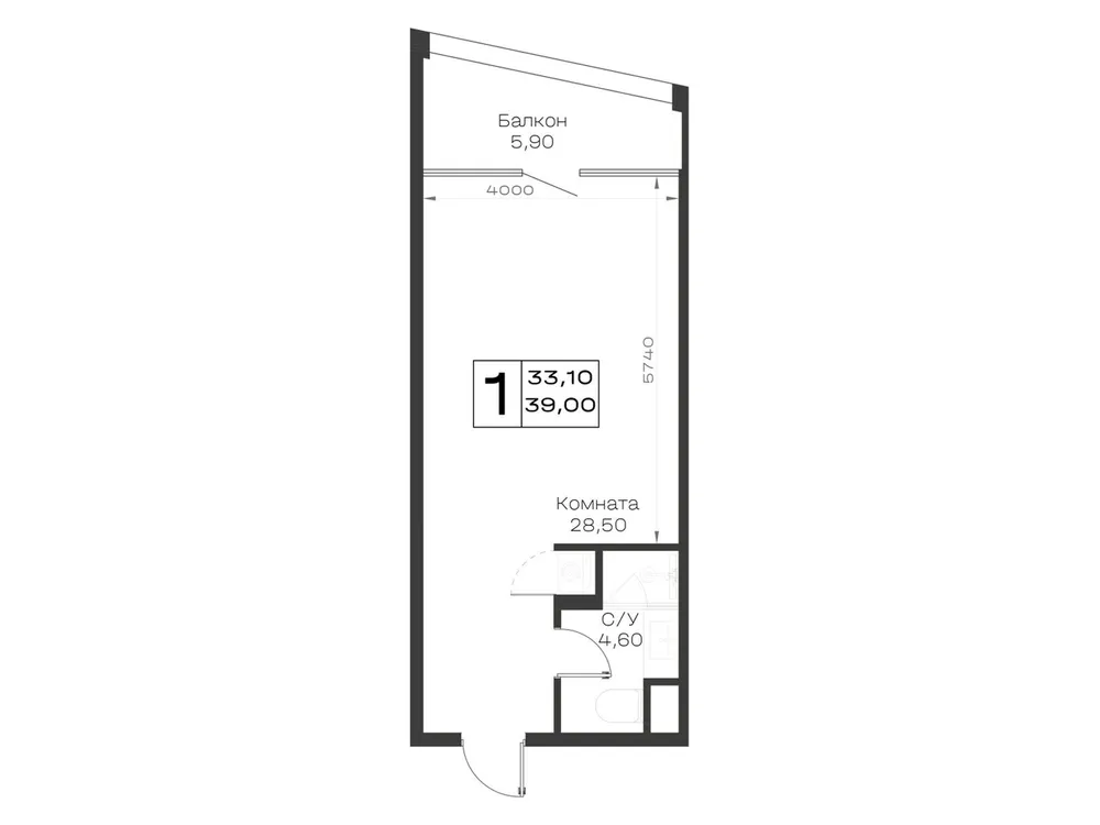 Продается 1-комнатная квартира, 39 м² - Фото 2