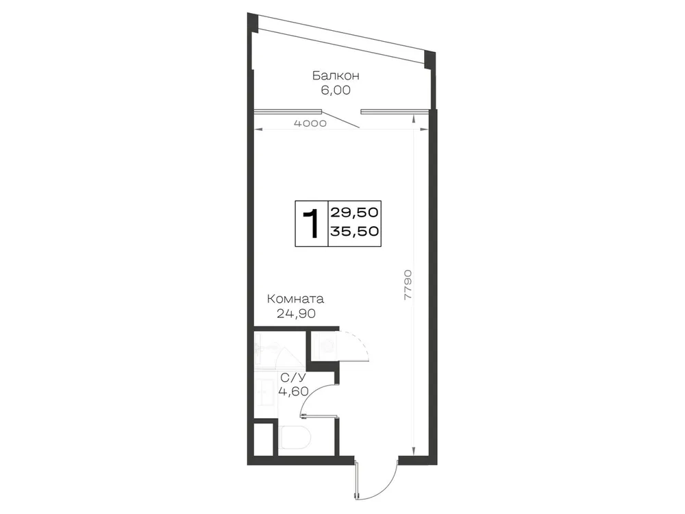 Продается 1-комнатная квартира, 35,5 м² - Фото 1