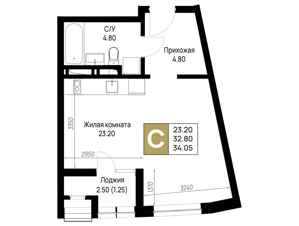Продается студия, 34,1 м² - Фото 1