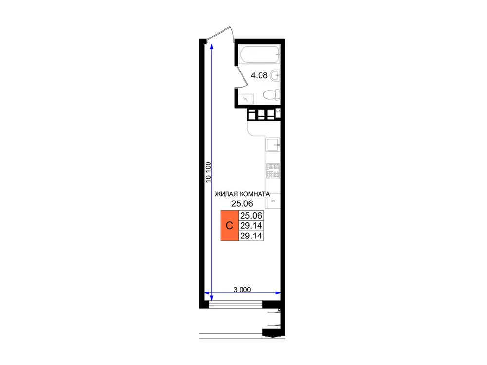 Продается студия, 29,1 м² - Фото 4