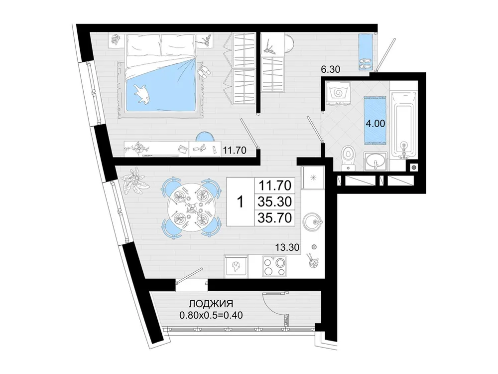Продается 1-комнатная квартира, 35,7 м² - Фото 6