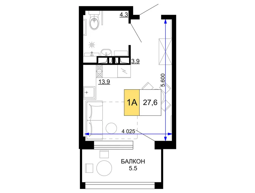 Продается 1-комнатная квартира, 27,6 м² - Фото 3