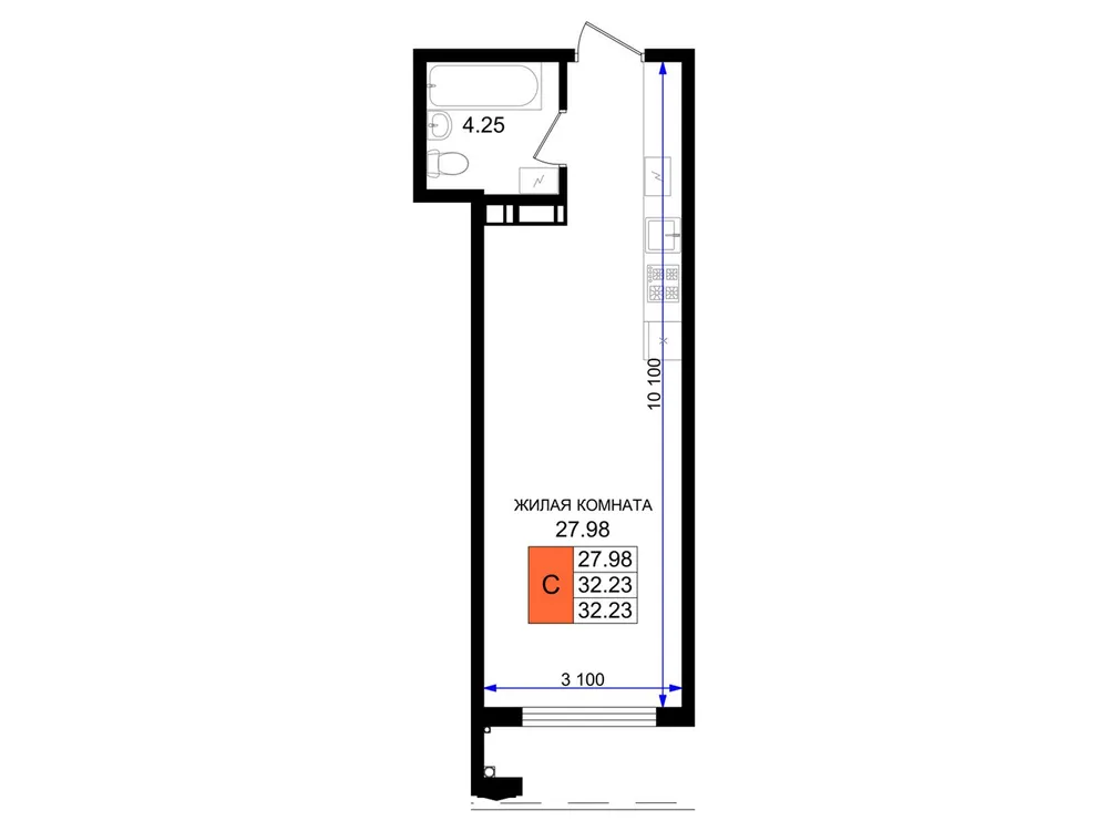 Продается студия, 32,2 м² - Фото 8